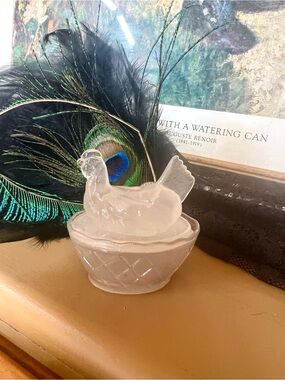 Mini Hen On Nest HON Handmade Poured Resin Trinket Dish 2 Pieces Clear Opaque